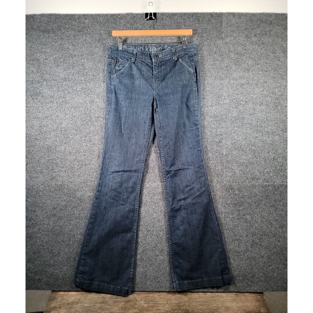 Vintage Calvin Klein Low Rise Flare Jeans Size 28 (Fits 31) Dark Wash Boho Y2K